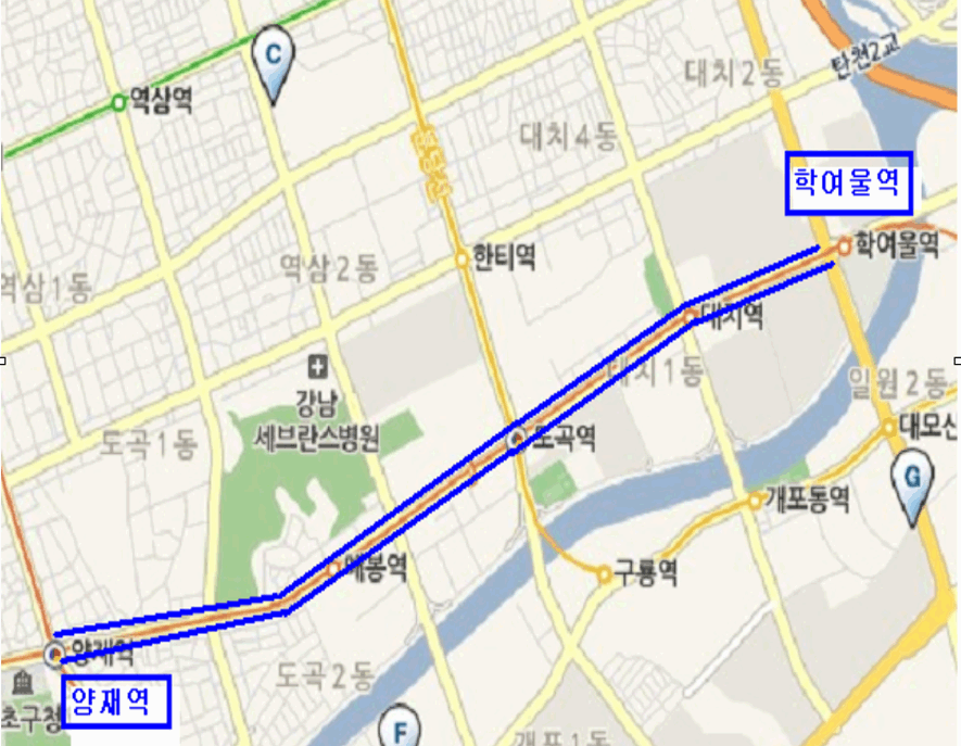 남부순환로 (학여울역사거리 ~ 양재역사거리)